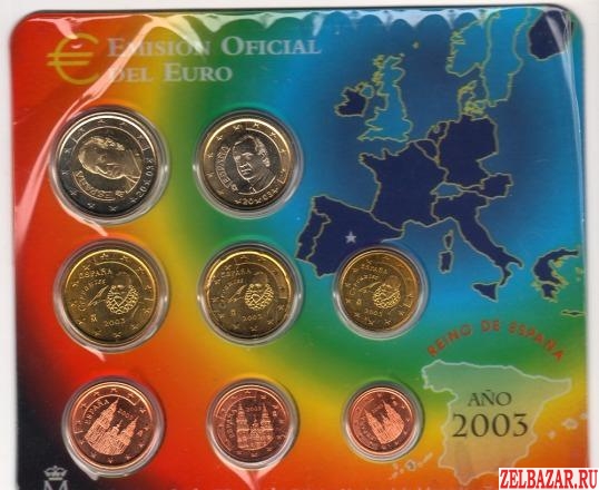 Набор Евро из 8 монет 2003 год UNC.  Испания