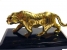 Тигр - статуэтка из бронзы на подставке,  обсидиан